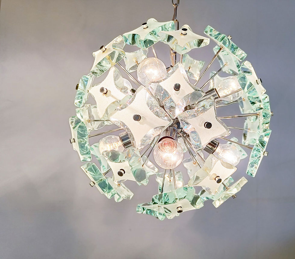 Thumbnail: Mid century glass sputnik chandelier, 1970s