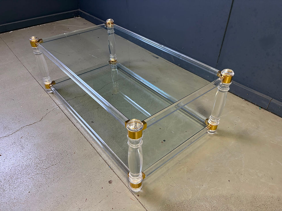 Thumbnail: Vintage lucite  and brass coffee table, 1970s