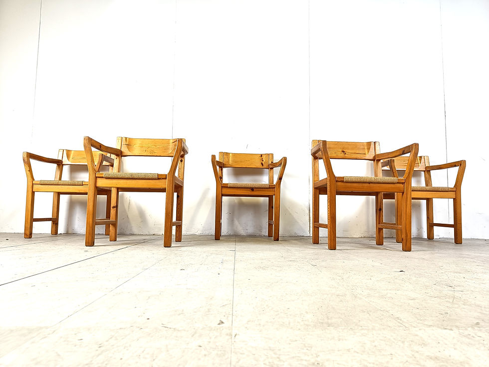 Thumbnail: Vintage scandinavian pine wood dining chairs, 1960s by GM Mobler