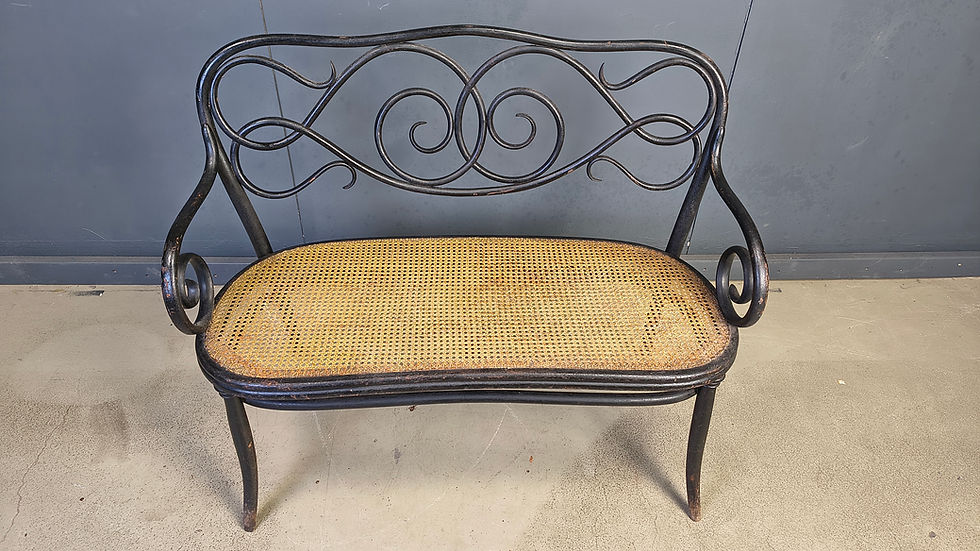 Thumbnail: Art Nouveau Settee No. 2 in bent wood and cane by Thonet Brothers, Austria 1900s