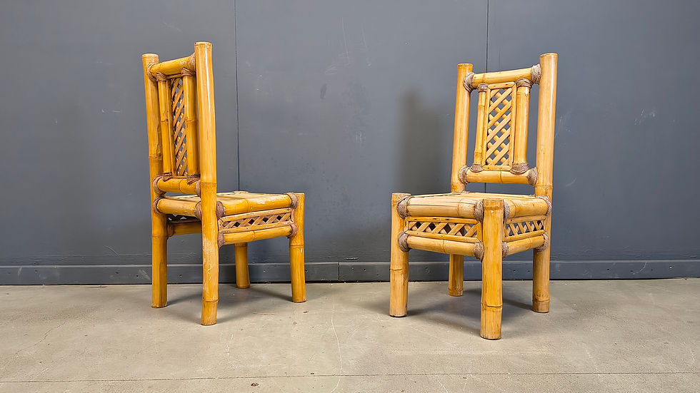 Thumbnail: Boho Chic Chunky Bamboo Dining Chairs - Set of 5