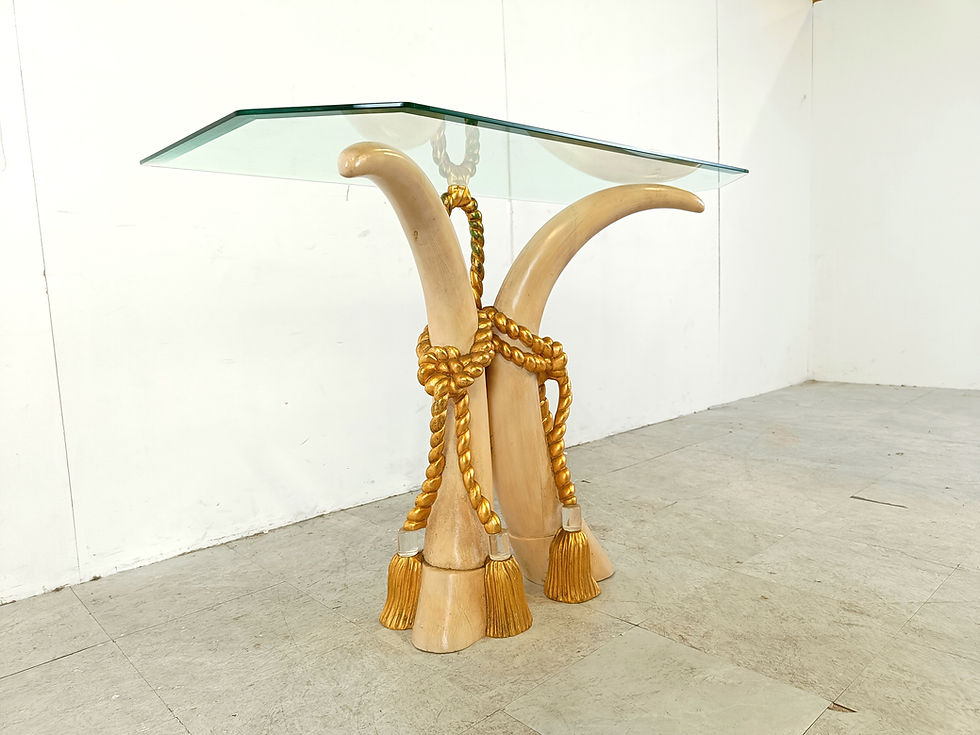 Thumbnail: Vintage faux tusk console table, 1980s