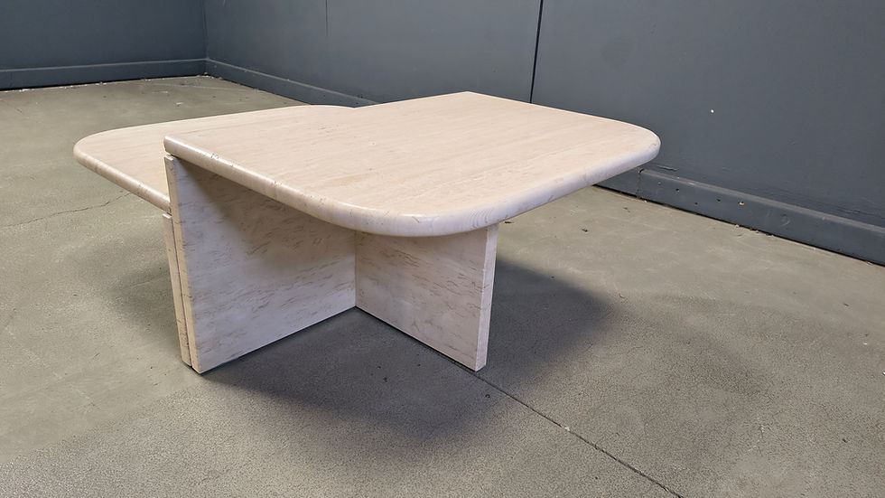 Thumbnail: Pair of vintage travertine coffee tables or side tables, 1970s