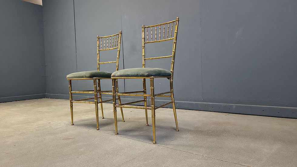 Thumbnail: Pair of brass faux bamboo chairs, 1960s