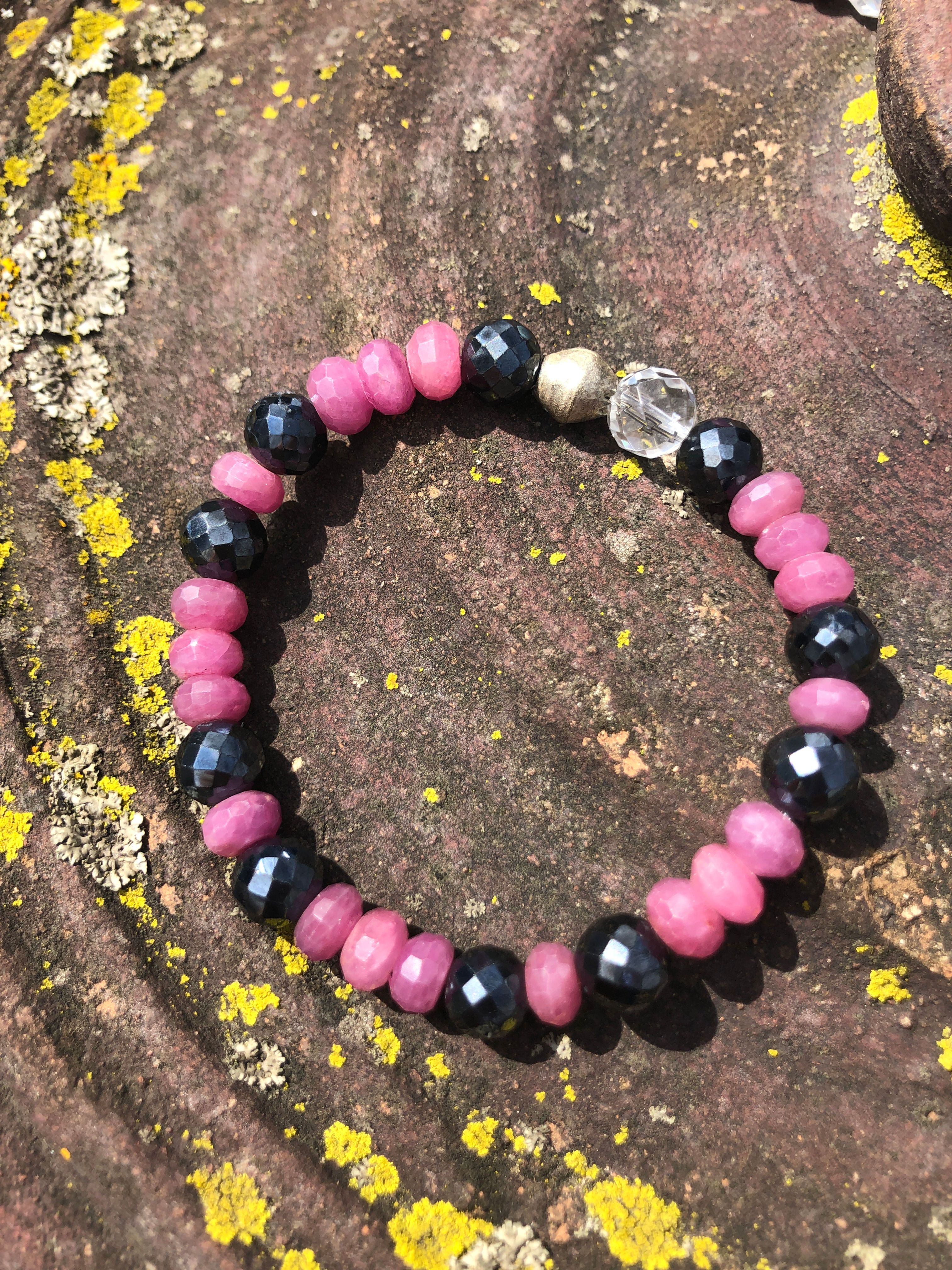 Pink Sapphire and Black Spinel bracelet