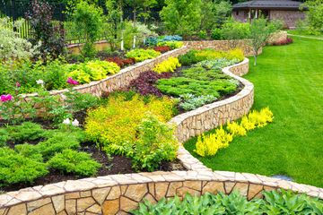 A photo of a garden with beautiful landscaping