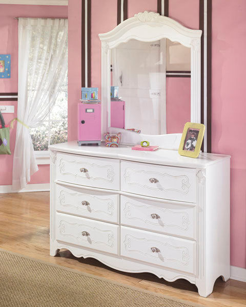Thumbnail: Exquisite Twin Poster Bed with Mirrored Dresser and 2 Nightstands by Ashley Sign