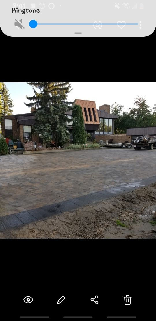 stone driveway outside house
