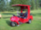 Restored and custom red golf cart