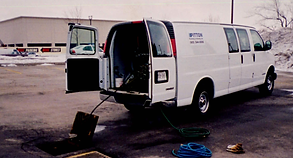 high pressure flushing equipment installed in a van