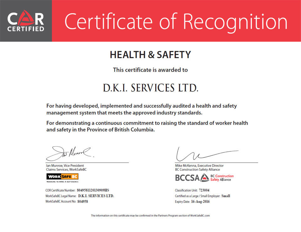 Certificate of Recognition