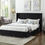 Thumbnail: Ruby Deep Tufted Upholstered Wingback Platform Bed with Storage Black In Queen
