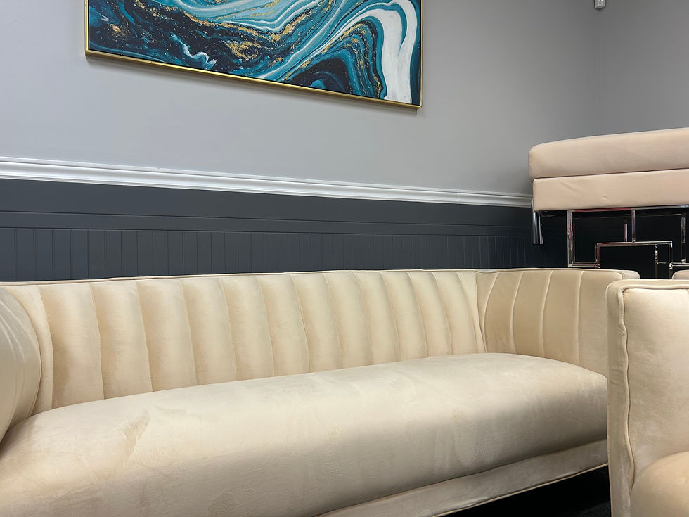 Thumbnail: Arthur Beige/Cream Velvet Suede Fabric 4pc Sofa Set with Metal Legs in Grey