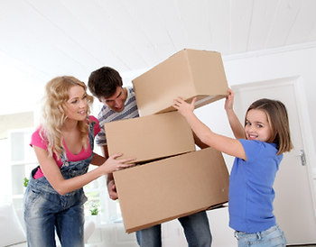 Family moving boxes