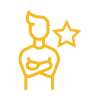 Icon of a leader with arms crossed and a star symbol.