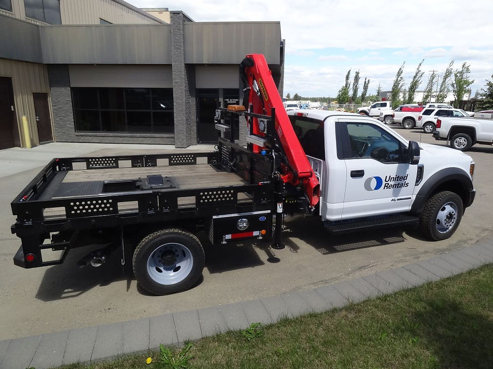 Side view of Customized truck with picker deck