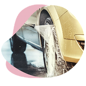 Pressure washing the car tire