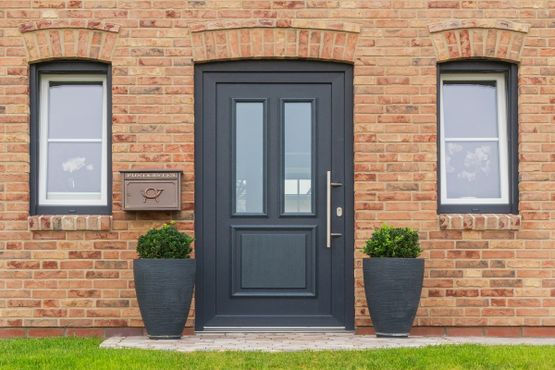 exterior view of door and decorative doorlites