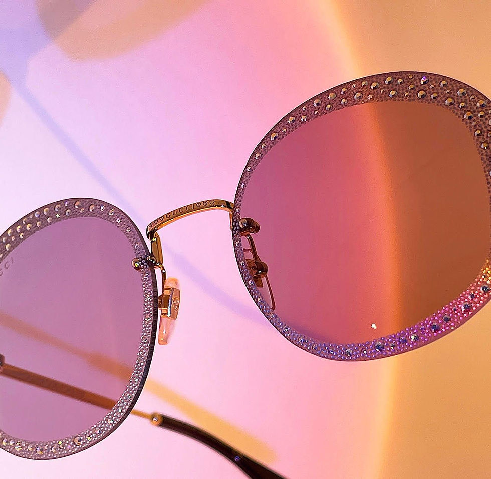 pink colour round shape studded sunglasses