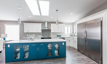 Interior view of a beautiful kitchen and dining table in the house