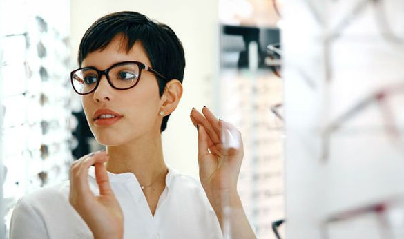 Woman testing eye glasses