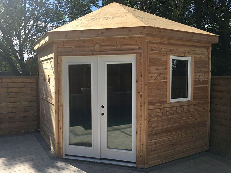 Pergola with glass doors