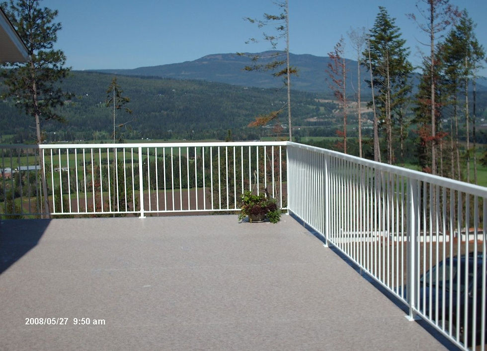 Deck with white railings