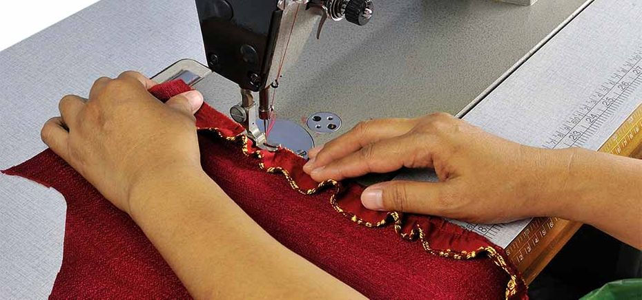 sewinig red fabric