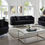 Thumbnail: Sasha Black Living Room Set Velvet with Acrylic and Crystal