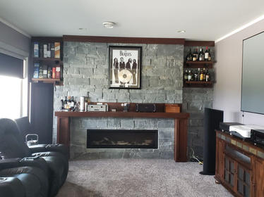living room with a fireplace