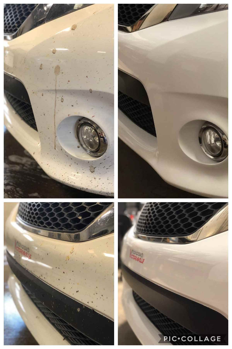 Carrosserie d’une voiture avant et après nettoyage