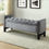Thumbnail: Coleson Tufted Nailhead Grey Velvet Storage Bench, Espresso Wood Feet.