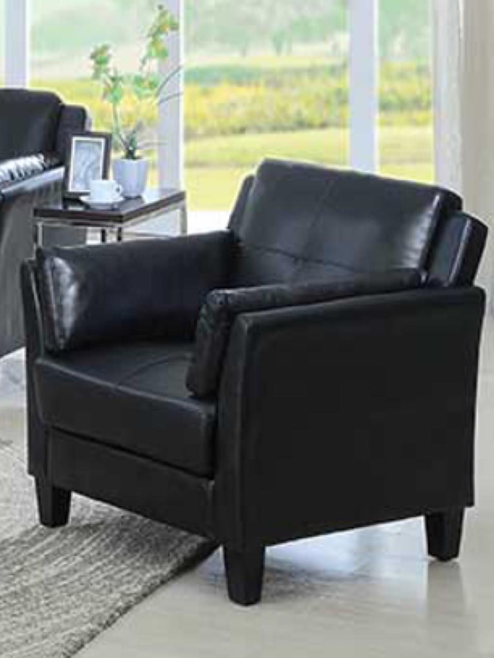 Thumbnail: Kent 3 Piece Modern Shelter Arms Black Living Room Set