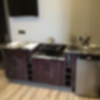 vanity with a screen over it