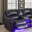 Thumbnail: Milton Bronze Nailhead in Fresh Brown Air Leather LED Power Recliner Sectional