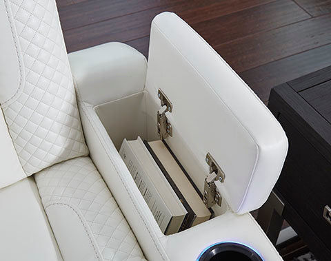 Thumbnail: Party Time Power Reclining Sofa in White by Ashley Signature