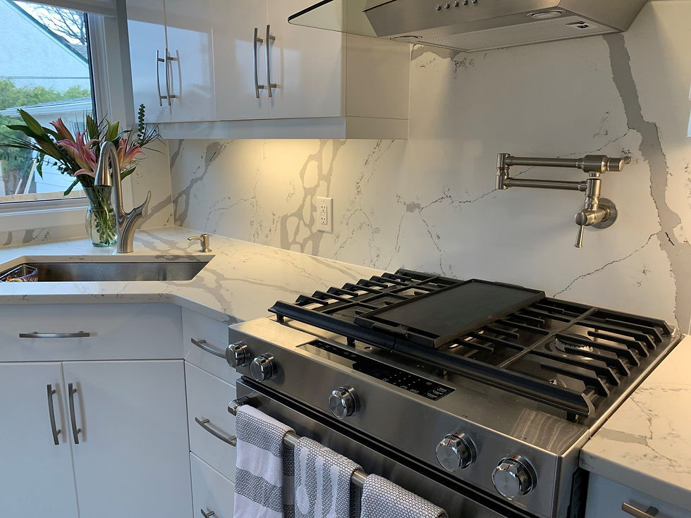 side view of attached gas stove in the kitchen