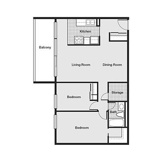 Pineview Towers 2 Bedroom (Type B2) - 840 Square Feet