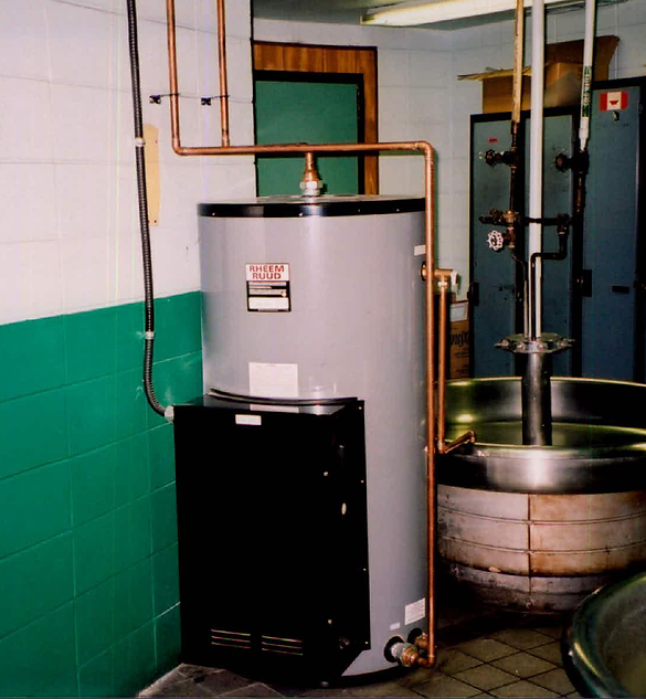 close up view of a water heating system