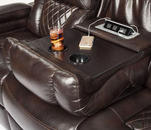 Thumbnail: Warner 3 Piece Power Headrest Living Room Set, Sofa, Loveseat, Armchair Brown