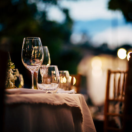 dinner table setup at wedding