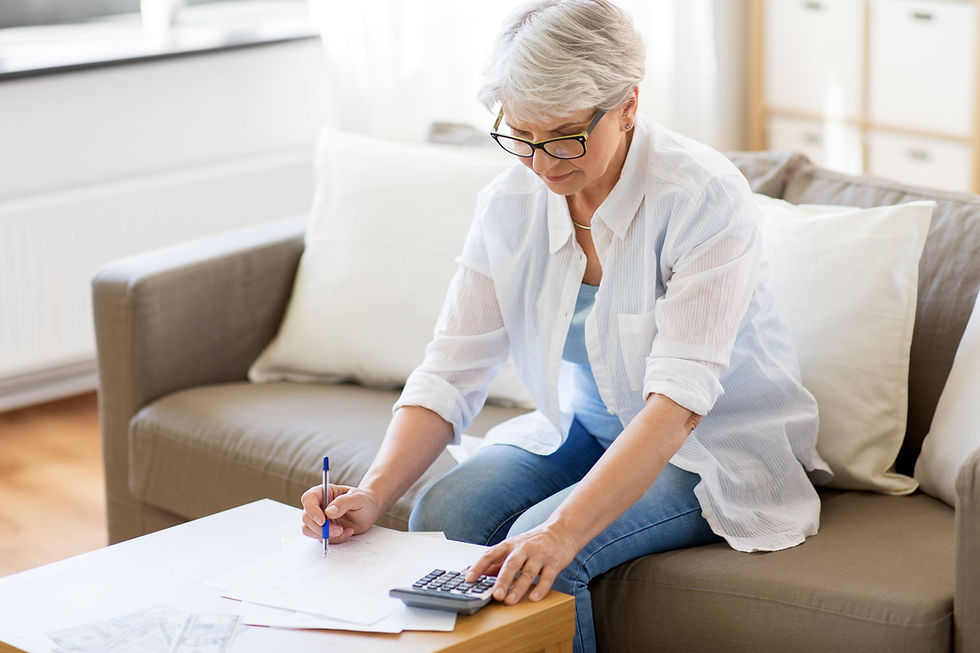 Mature woman balancing her books