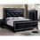 Thumbnail: Rachel Faux Leather Queen LED Panel Bed in Black With Mirror Headboard and Footb