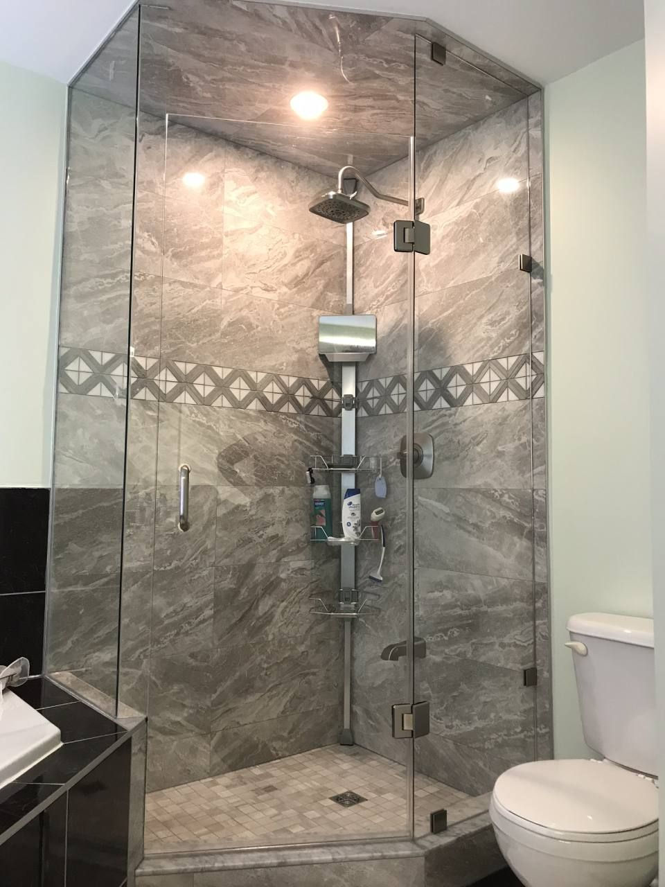 bath corner with glass walls