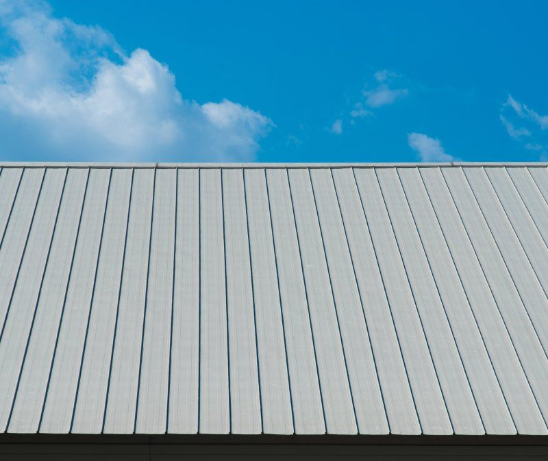 view of a metal roof