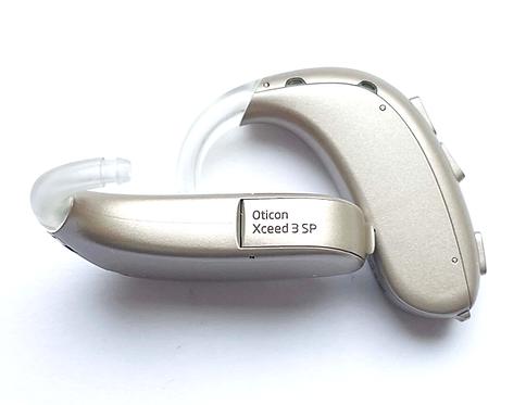 Gold Oticon Xceed 3 SP BTE hearing aid