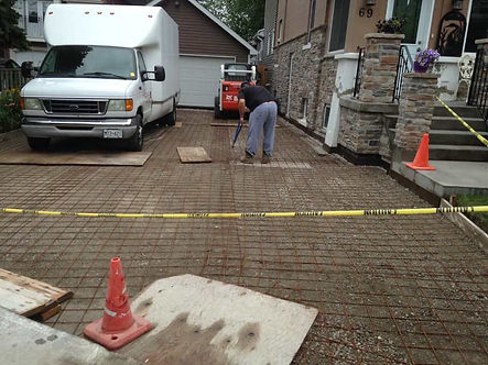frame for concrete driveway being installed