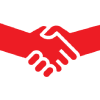 A vector image of two hand shakes making a deal