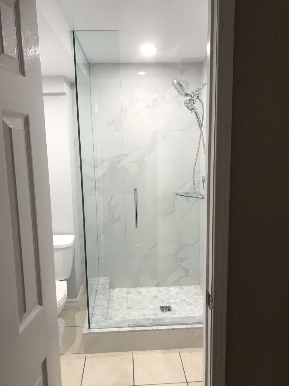view of a glass shower enclosure