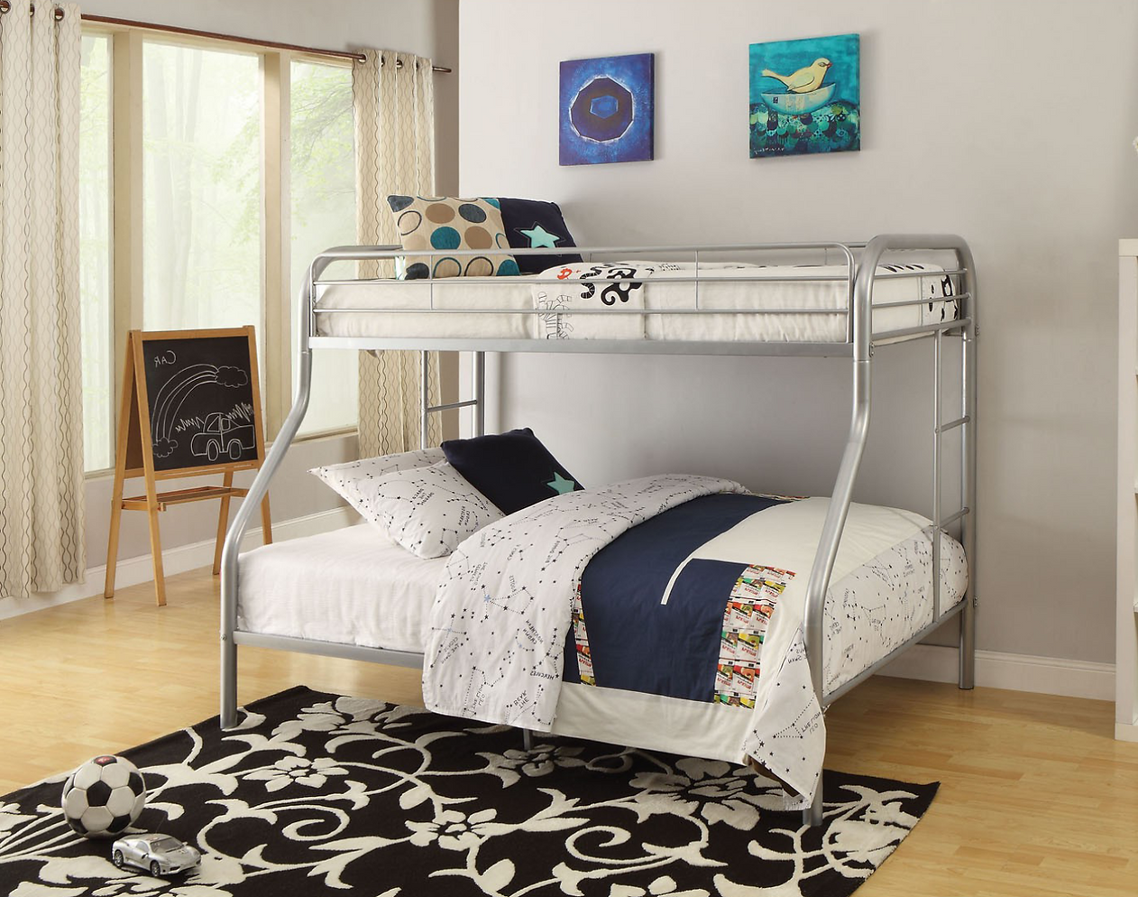 Iva Single Over Double Grey Metal Bunk Bed